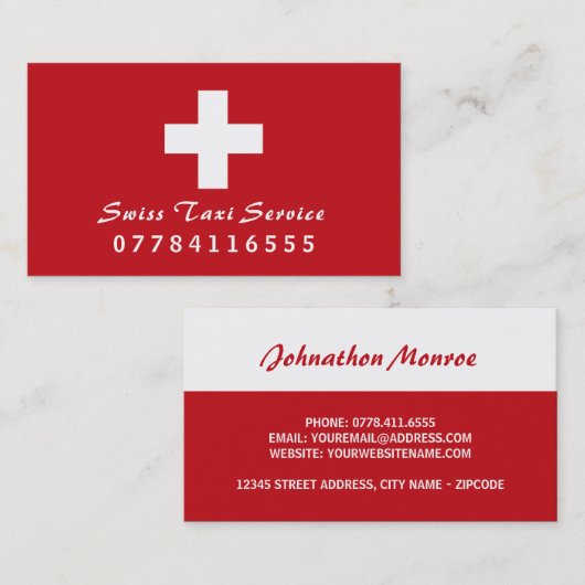 Schweizer Taxi-Fahne Visitenkarte (Vorne/Hinten)