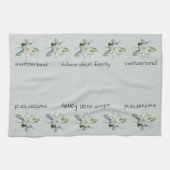 Schweizer Text Edelweiss Familienname Geschirrtuch (Horizontal)