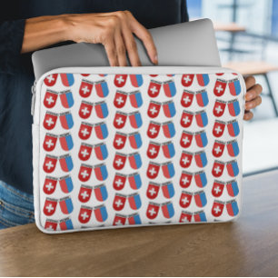 Schweizer und Kanton Tessin Flaggen Laptopschutzhülle