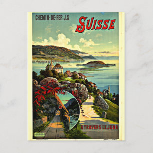 Schweizer Vintage-Reiseplakat Postkarte