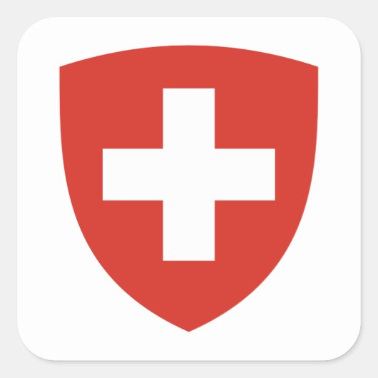 Schweizer Wappen, Flagge der Schweiz Quadratischer Aufkleber (Vorderseite)