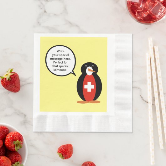 Schweizerische Flagge - Vortrag von Herrn Penguin Serviette (Beispiel)