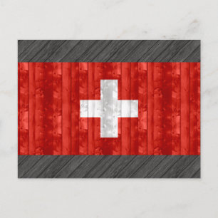Schweizerische Holzflagge Postkarte
