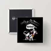 Schweizerische Kuh - Grüezi - Schweiz Reisen Button (Vorne & Hinten)