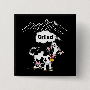 Schweizerische Kuh - Grüezi - Schweiz Reisen Button