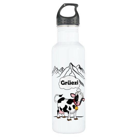 Schweizerische Kuh - Grüezi - Schweiz Reisen Edelstahlflasche (Vorderseite)