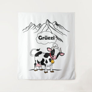 Schweizerische Kuh - Grüezi - Schweiz Reisen Wandteppich