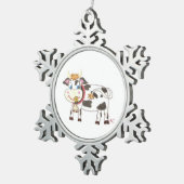 Schweizerische Kuh Zwergschneeflocke Schneeflocken Zinn-Ornament (Rechts)
