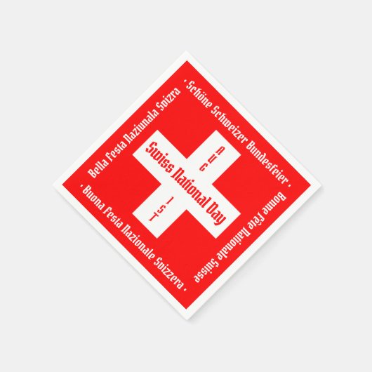 Schweizerischer Nationalfeiertag in vier Sprachen  Serviette (Ecke)