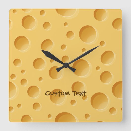 Schweizerisches Käsemuster Quadratische Wanduhr (Vorderseite)