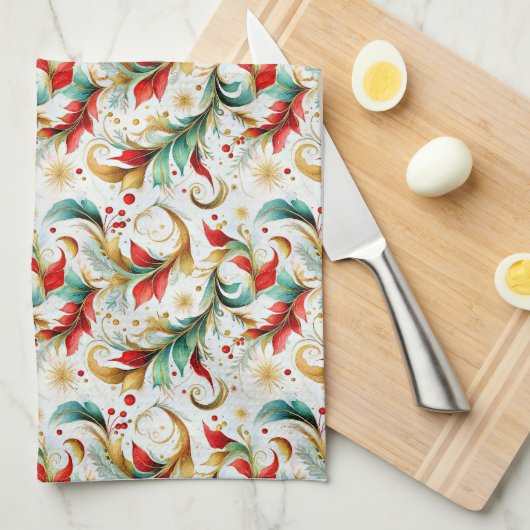 Schwelende Weihnachten Geschirrtuch (Viertel Falte)