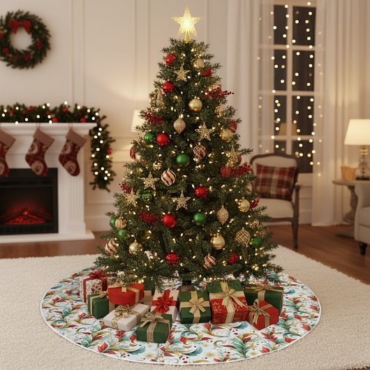Schwelende Weihnachten Polyester Weihnachtsbaumdecke