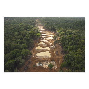 Schwemmgoldabbau. Regenwald, Guyana. Fotodruck