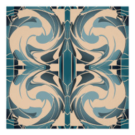 Schwenken Beige mit Meeresgrau Aquamarin Symmetris Poster