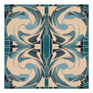 Schwenken Beige mit Meeresgrau Aquamarin Symmetris Poster