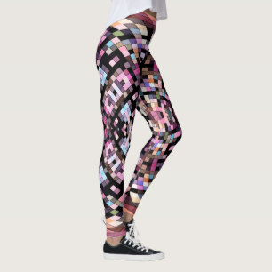 Schwenken-Karton Abstrakt in Schwarz, Rosa Leggings