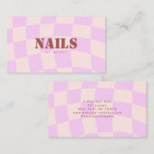 Schwenken rosa Retro Schachbrettnagel Salon Visitenkarte (Vorne/Hinten)