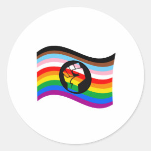 Schwenkende QPOC Pride-Flagge Runder Aufkleber