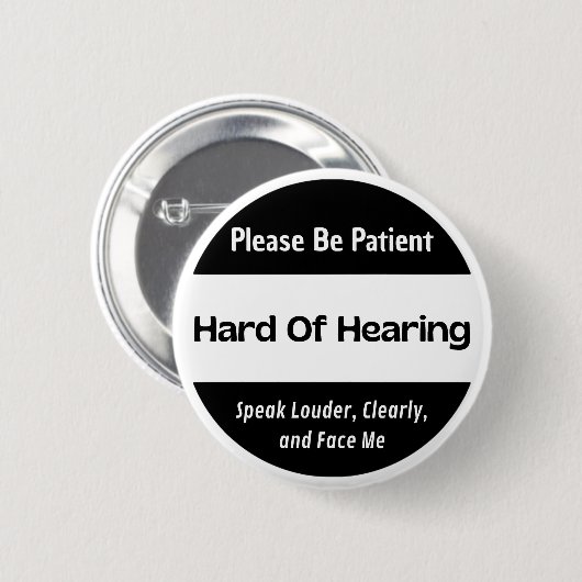 schwer hörbar - Schwarzweißtextur Button (Vorne & Hinten)