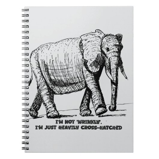 Schwer kreuzschraffierter Elefant Notizblock (Vorderseite)