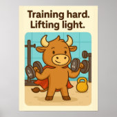 Schwer regnen. Licht heben. - Funny Bullio Gym Po Poster (Vorne)