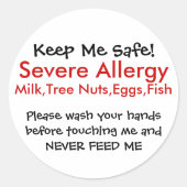 Schwere Allergie Runder Aufkleber (Vorderseite)