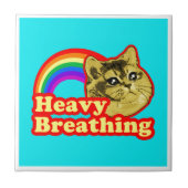 Schwere Atmungs-Katze mit Regenbogen-Liebe Fliese (Vorderseite)