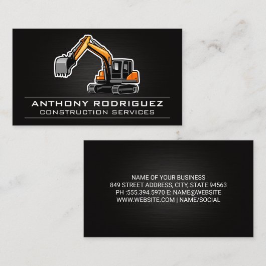 schwere Ausrüstung | Baufahrzeug Visitenkarte (Vorne/Hinten)