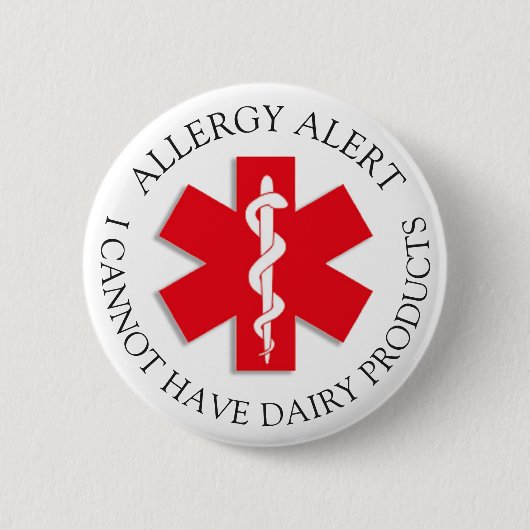 Schwere DÄIRY-Allergie-Warnschaltfläche Button (Vorderseite)