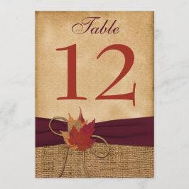 SCHWERE DUTY IMITATS Burlap Tischnummer Card - Wei