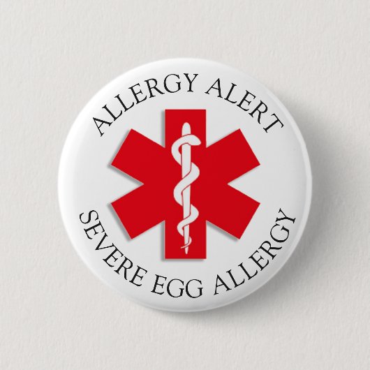 Schwere EGG-Allergie - Warnschaltfläche Button (Vorderseite)