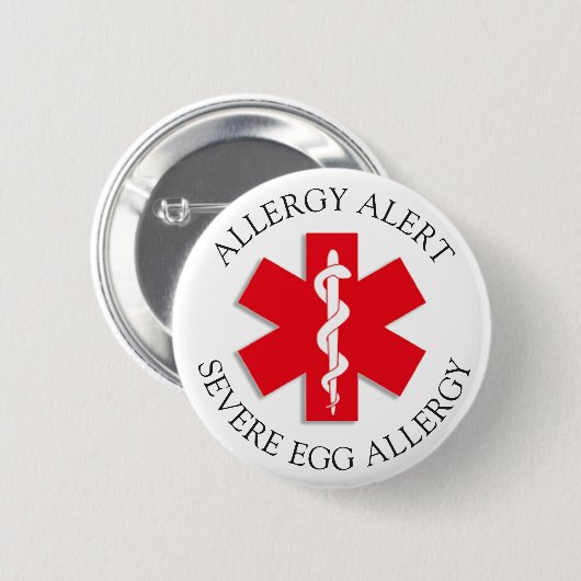 Schwere EGG-Allergie - Warnschaltfläche Button (Vorne & Hinten)