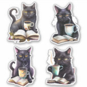 Schwere Kaffeekatzen Aufkleber (Vorderseite)