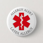 Schwere LATEX-Allergie-Warnschaltfläche Button (Vorderseite)