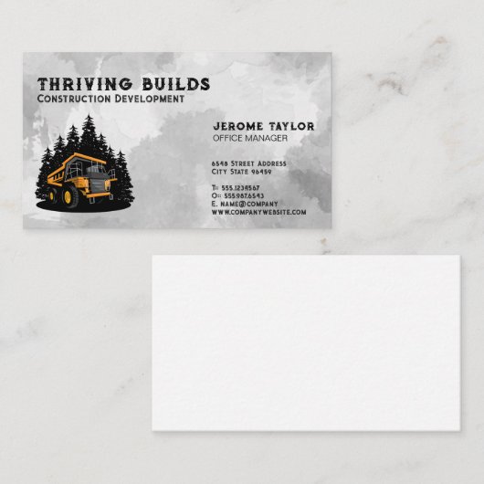 Schwere Maschine Bergbaufahrzeug | Bau Visitenkarte (Vorne/Hinten)