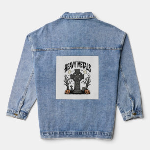 Schwere Metalle Halloween-Friedhofs-Vektordesign_1 Jeansjacke