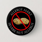 Schwere Peanut-Allergie-Warntaste Button (Vorderseite)