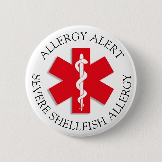 Schwere SchELLFISH-Allergie - Warnschaltfläche Button (Vorderseite)