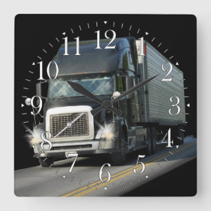 Schwere Transport Black Cargo Truck Art Wall Uhr