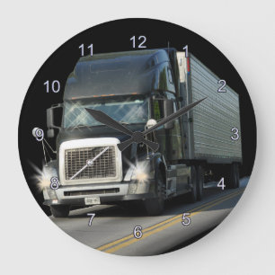 Schwere Transport Black Cargo Truck Art Wall Uhr