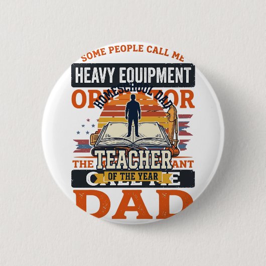 Schwerer Gerätebediener Vater Vintage-Shirt-Design Button (Vorderseite)