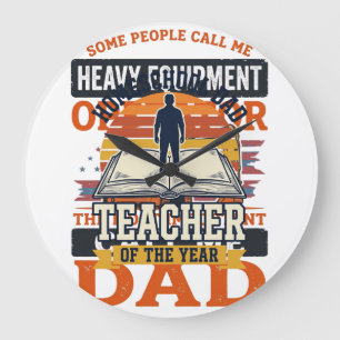 Schwerer Gerätebediener Vater Vintage-Shirt-Design Große Wanduhr