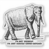 Schwerer Kreuzschraffur-Elefant Aufkleber (Vorderseite)