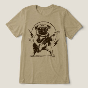 Schwerer Metal Pug Hund zerfetzt E-Gitarre Tri-Blend Shirt