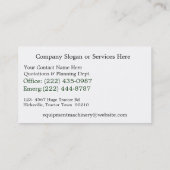 Schwerer Visitenkarte (Rückseite)