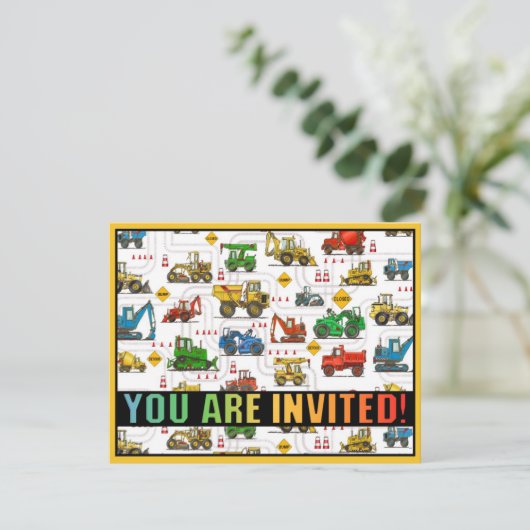 Schweres Ausrüstungs-Thema scherzt Party Einladung (Stehend Vorderseite)