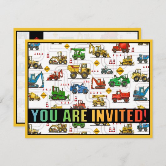 Schweres Ausrüstungs-Thema scherzt Party Einladung (Vorne/Hinten)