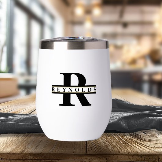 Schweres feines Monogramm und Name Schwarz/Gold-ID