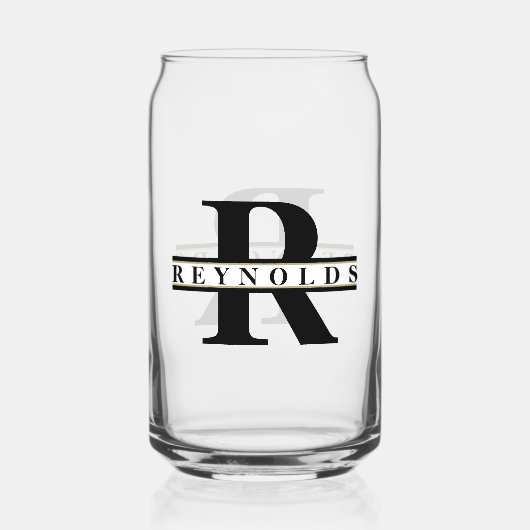 Schweres feines Monogramm und Name Schwarz/Gold-ID Dosenglas (Vorderseite)