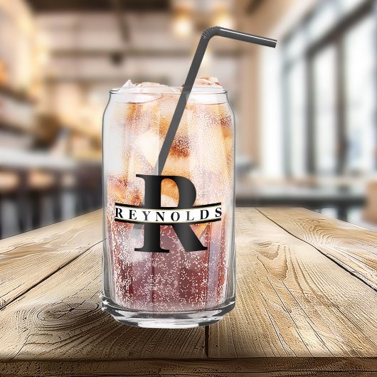 Schweres feines Monogramm und Name Schwarz/Gold-ID Dosenglas